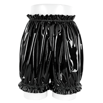 Women's Wet Look PU Leather Ruffled Lingerie / Elastic Waistband Female Sexy Underwear Panties - EVE's SECRETS